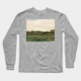 Muted Tone Green Landscape Oil Painting Long Sleeve T-Shirt